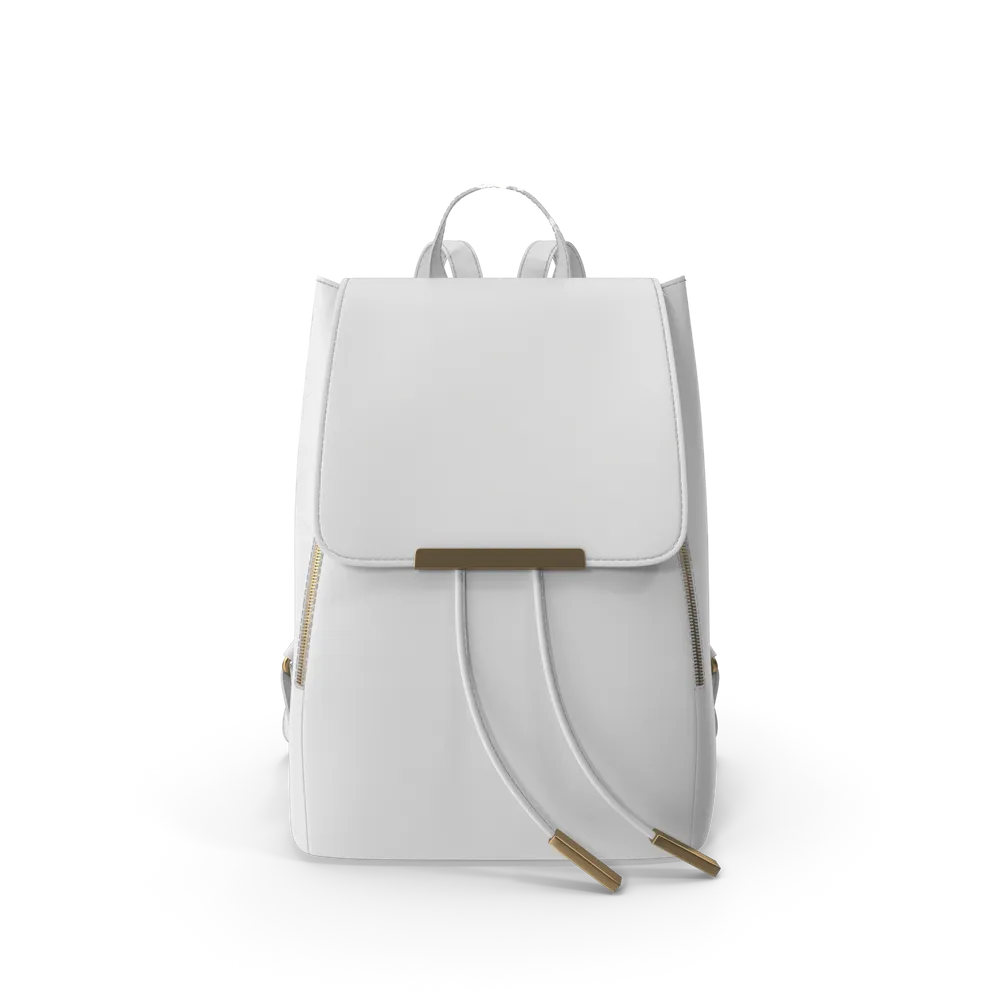 White Faux Leather Backpack
